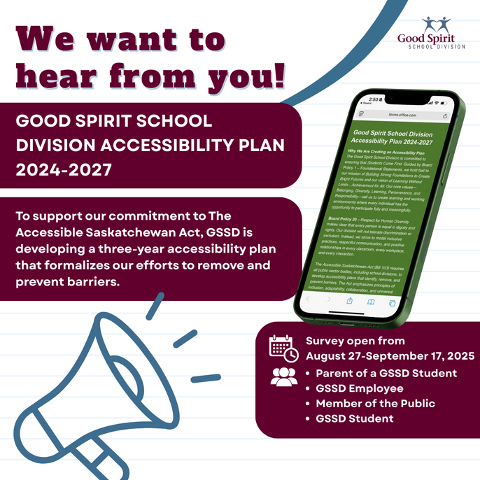 A callout to GSSD students, staff and stakeholders to take GSSD's accessibility survey