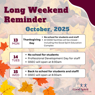 The image shows that there is no school on October 13 and 14, 2025. Students will return to school on October 15, 2025.
