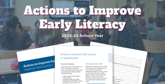 The graphic is titled Actions to Improve Early Literacy and shows mock ups of the FAQ sheet and Family Fact Sheet